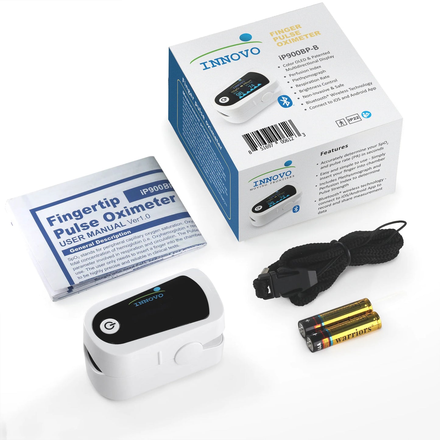 Innovo iP900BP-B Bluetooth Fingertip Pulse Oximeter